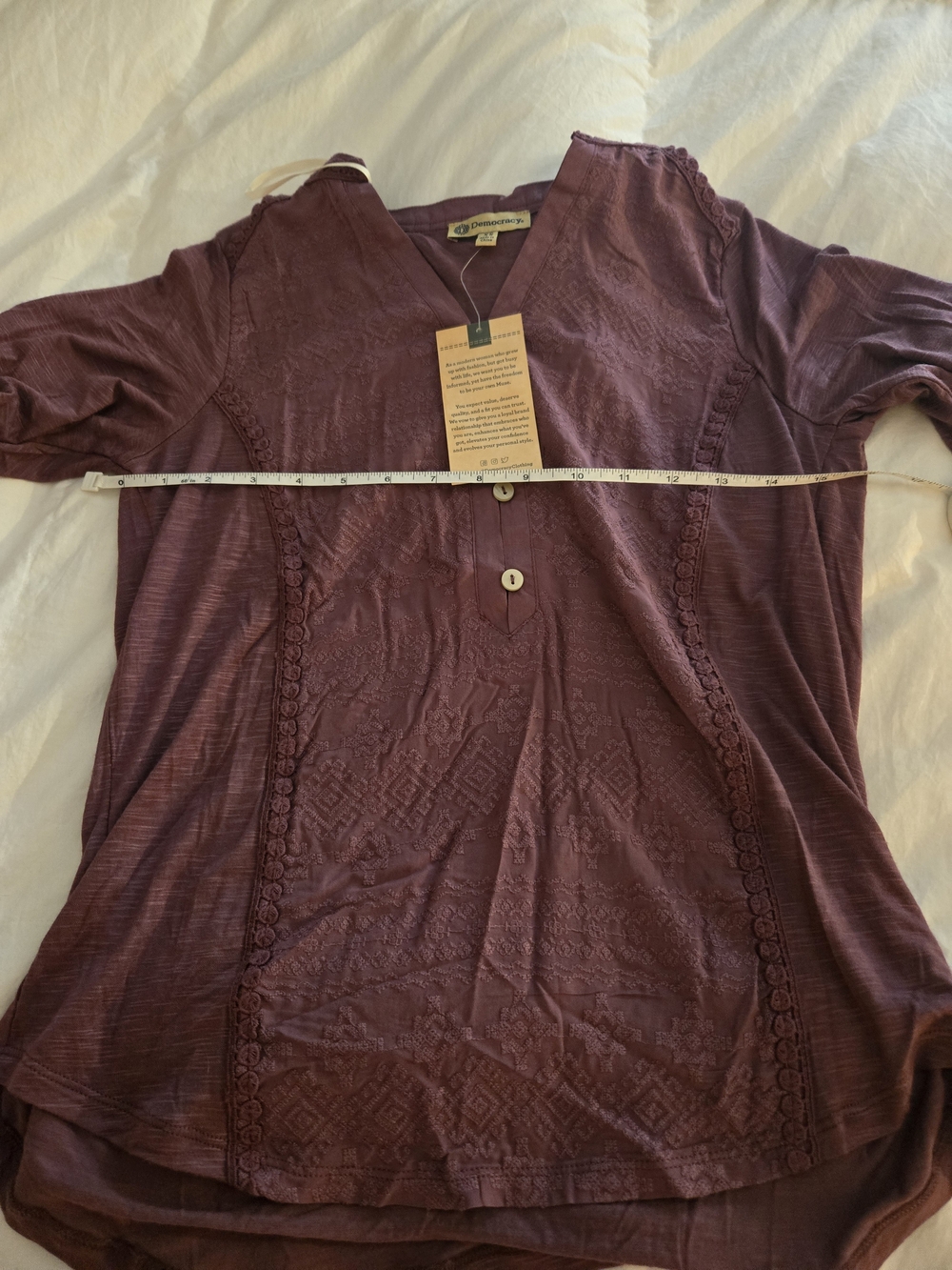 Lightweight Plum Button-Front Women's Top - Picture 6 of 7